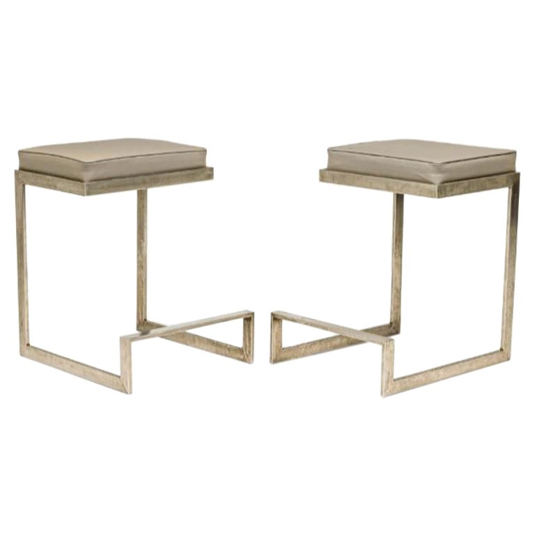 Ensemble de 4 tabourets de bar cantilever de bar plats Old Hickory/Horchow pour Neiman Marcus