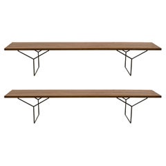 Pair of Harry Bertoia for Knoll Associates Wooden Slat & Metal Y-Frame Benches