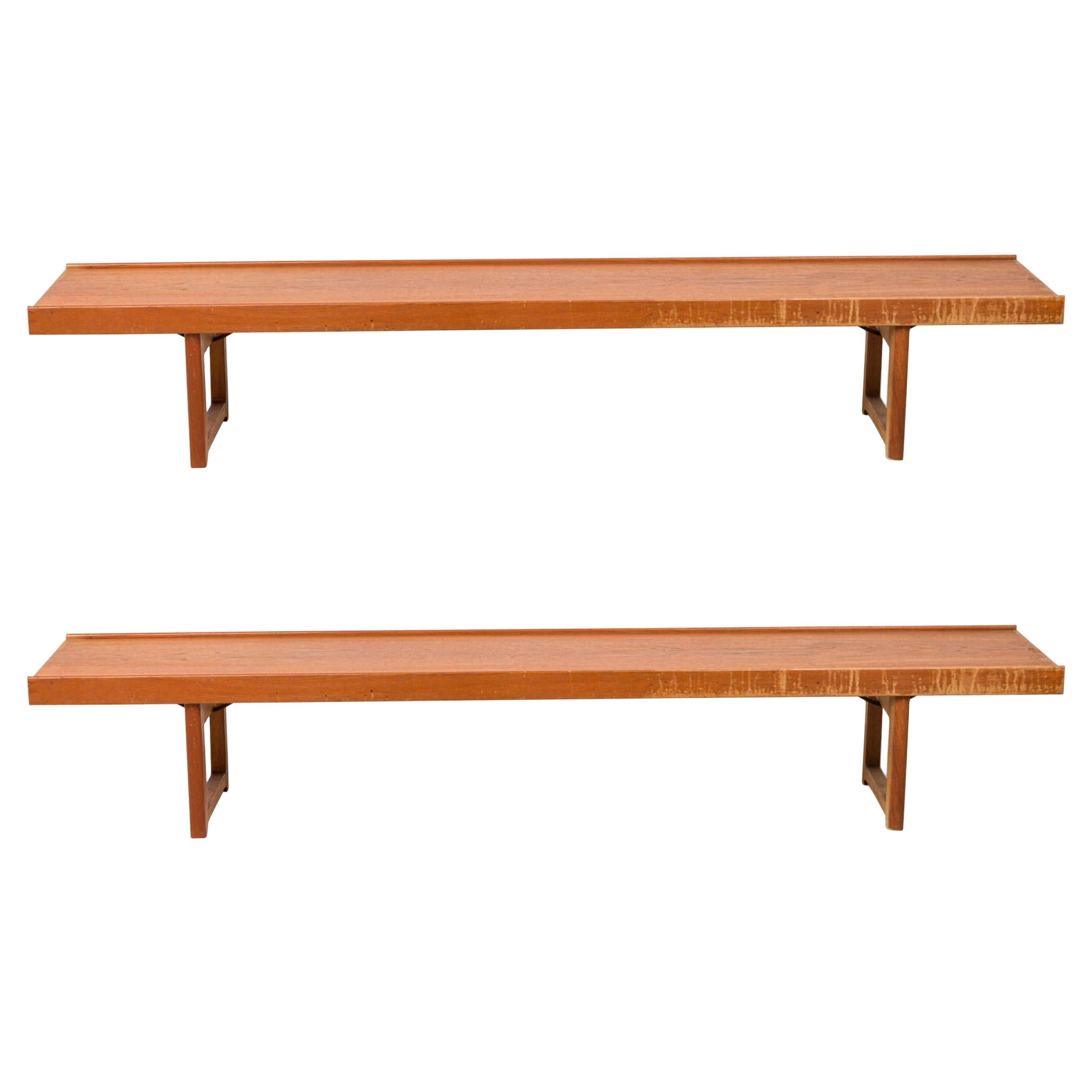 Pair of Torbjørn Afdal for Bruksbo Scandinavian 'Krobo' Wooden Plank Benches