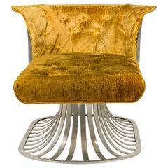 Herbert Saiger for Lee L Woodard & Sons Aluminum Upholstered Tulip Base Chaise