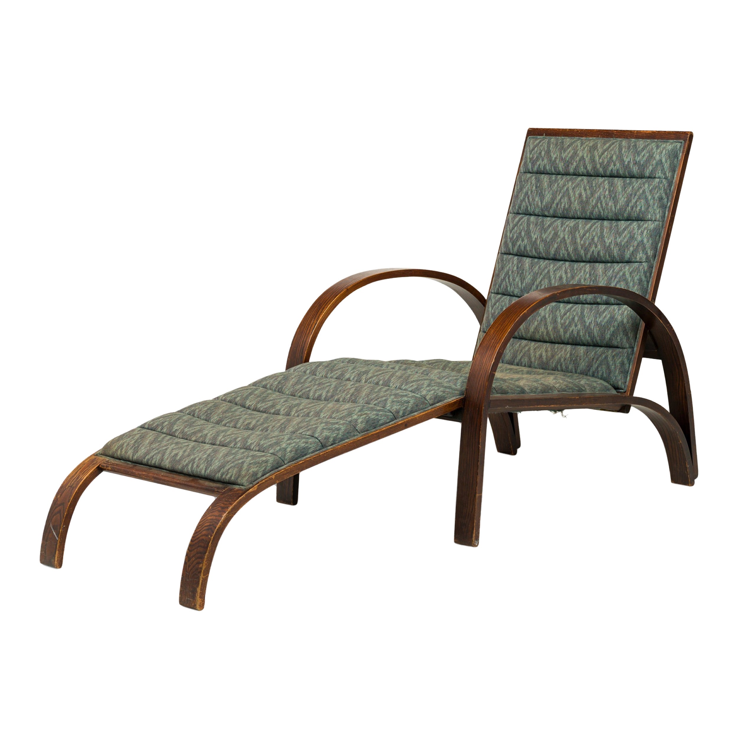 Ward Bennett for Brickel Associates Steam Bent Ash Upholstered Chaise Lounge