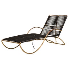 Walter Lamb for Brown Jordan Furniture Co. Brass & Rope "S" Lounge Chair