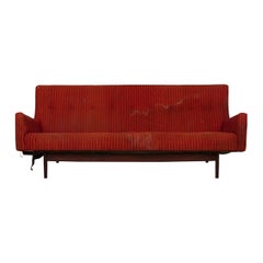 Jens Risom Danish Mid-Century Faintly Striped Red Upholstered Sofa