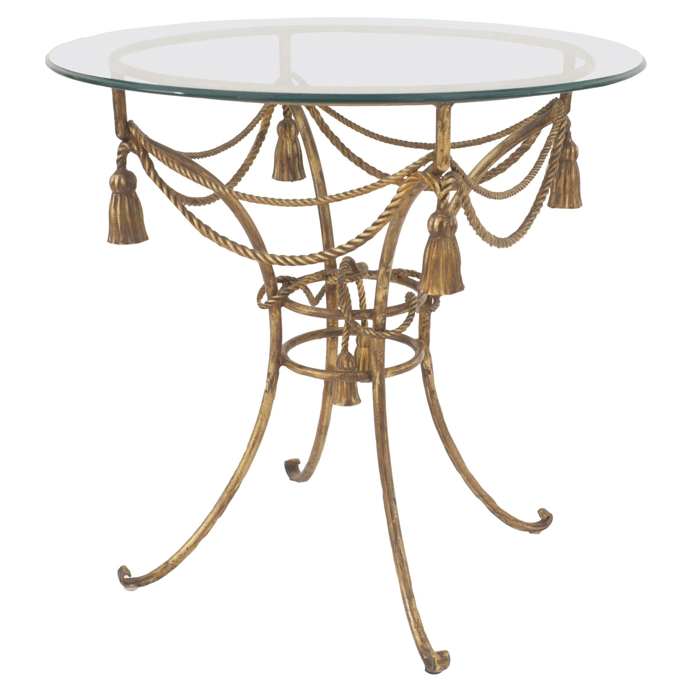 Italienischer Beistelltisch mit Seil und Quasten aus Glas aus der Jahrhundertmitte im Angebot