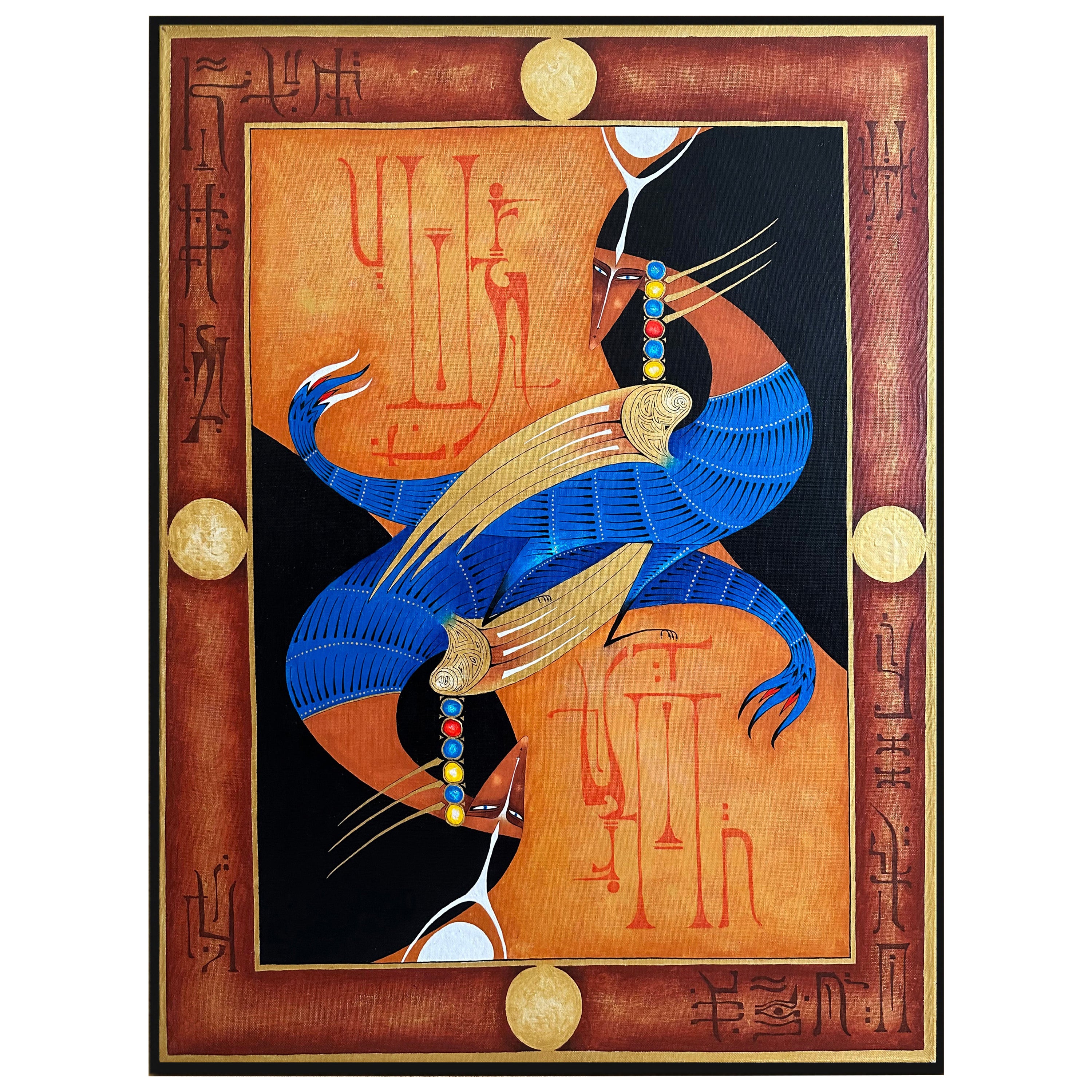 'Sirens' Original Oil on Canvas Painting in Gold Leaf Frame, 2002