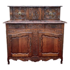 Antique French Buffet Sideboard Server Cupboard Panetiere Highly Carved Oak 19C