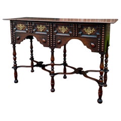 Antique English Table Hall Entry Console Sofa Table Oak William & Mary c. 1900