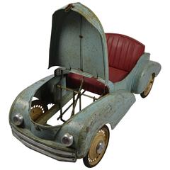Vintage Metal Pedal Car with Open Hood