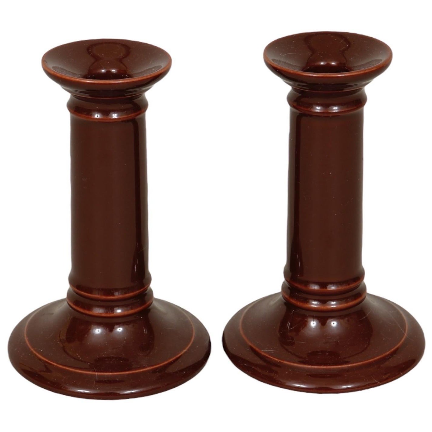 English Royal Doulton Ceramic Candle Holders - a Pair