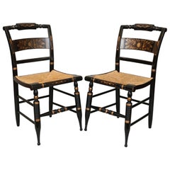 Hitchcock Rush Seat Accent Chairs - a Pair