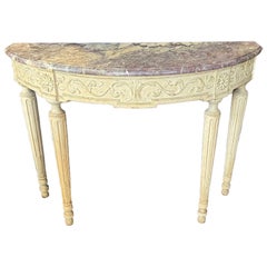 Console con piano in marmo dipinto