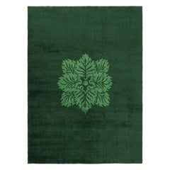 Vintage Zeki Müren Rug with Green Floral Medallion, from Rug & Kilim