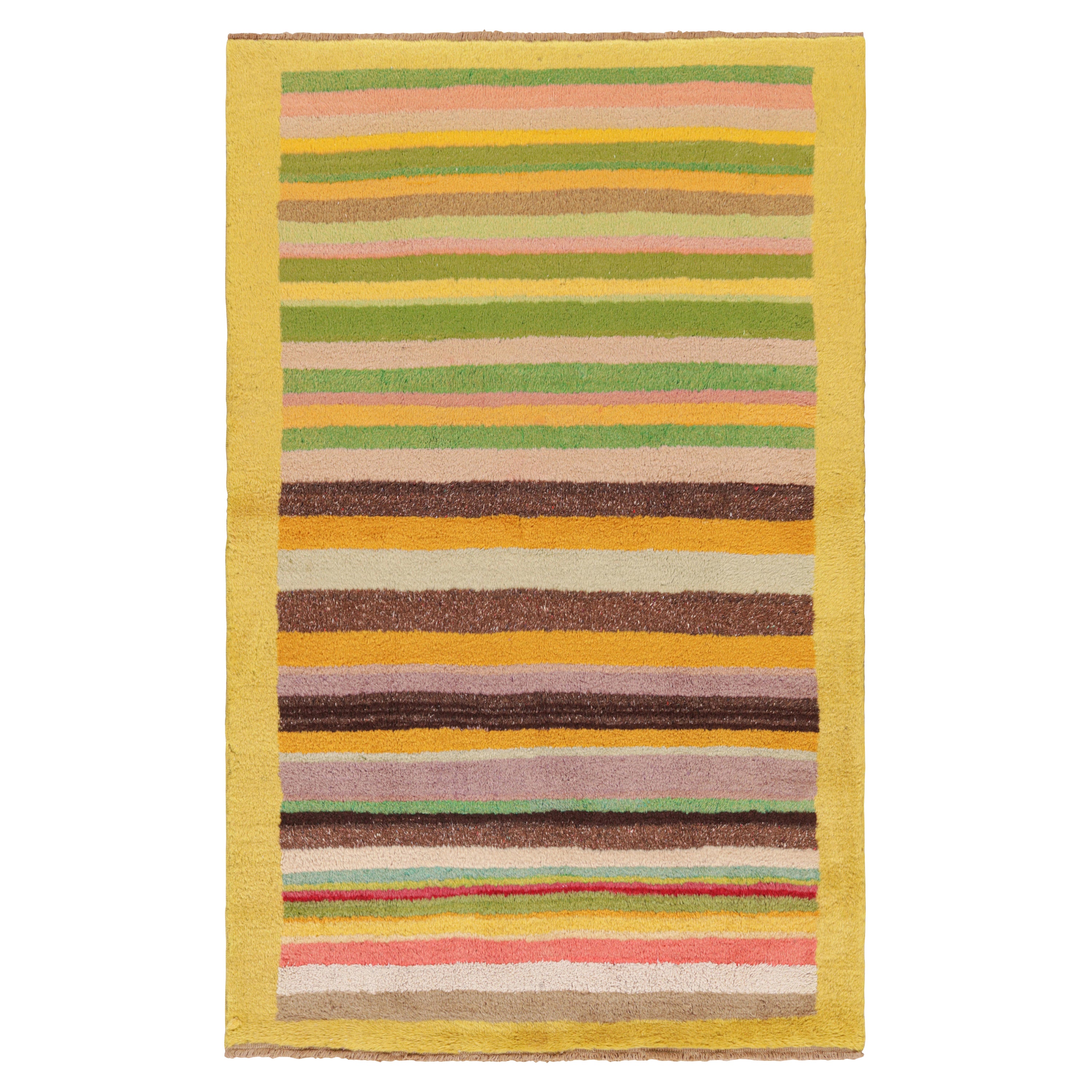 Vintage Zeki Müren Rug with Polychromatic Geometric Stripes from Rug & Kilim