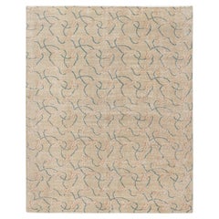 Vintage Zeki Müren Rug in Beige with Pink & Blue Floral Pattern from Rug & Kilim