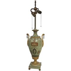 Edwardian Style Hand-Painted Lamp Attributed to Caldwell