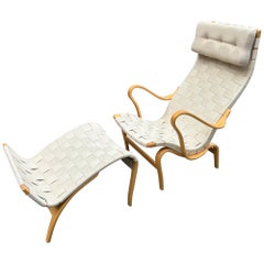 Bruno Mathsson Pernilla Chaise Loungesessel und Ottomane