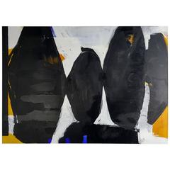 Very Large Black and White Oil on Canvas Abstract Painting by Guillermo Calles