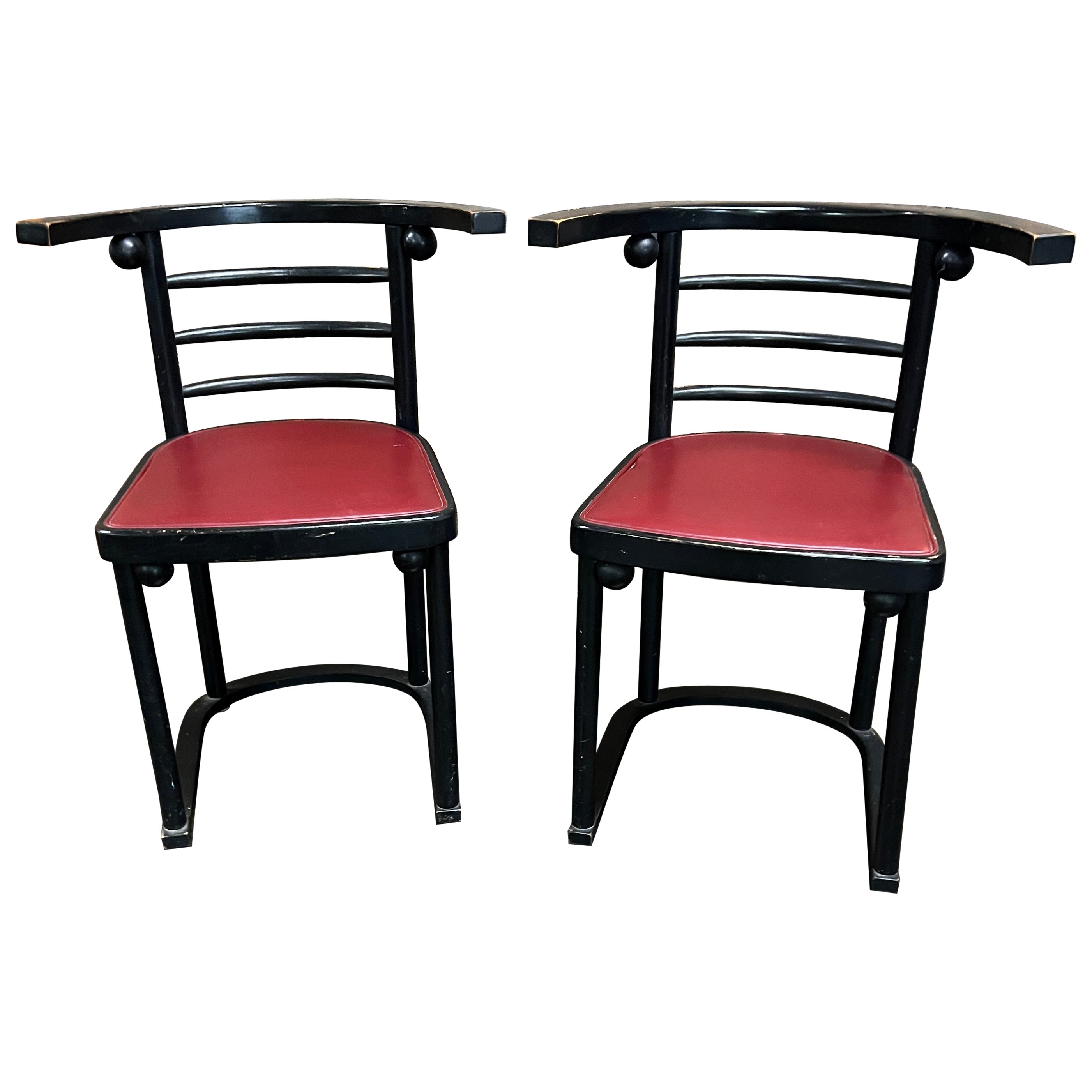 Pair of Josef Hoffman Fledermaus Chairs Style 728 by Thonet