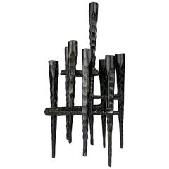 Brutalist Hand-Forged Wrought Iron Candelabra by David Palombo, 1960s