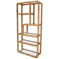 Retro Mid-Century Rattan Bookcase