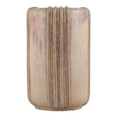 Arne Bang. Large and rare floor vase. Glaze in green-brown tones. 1940s