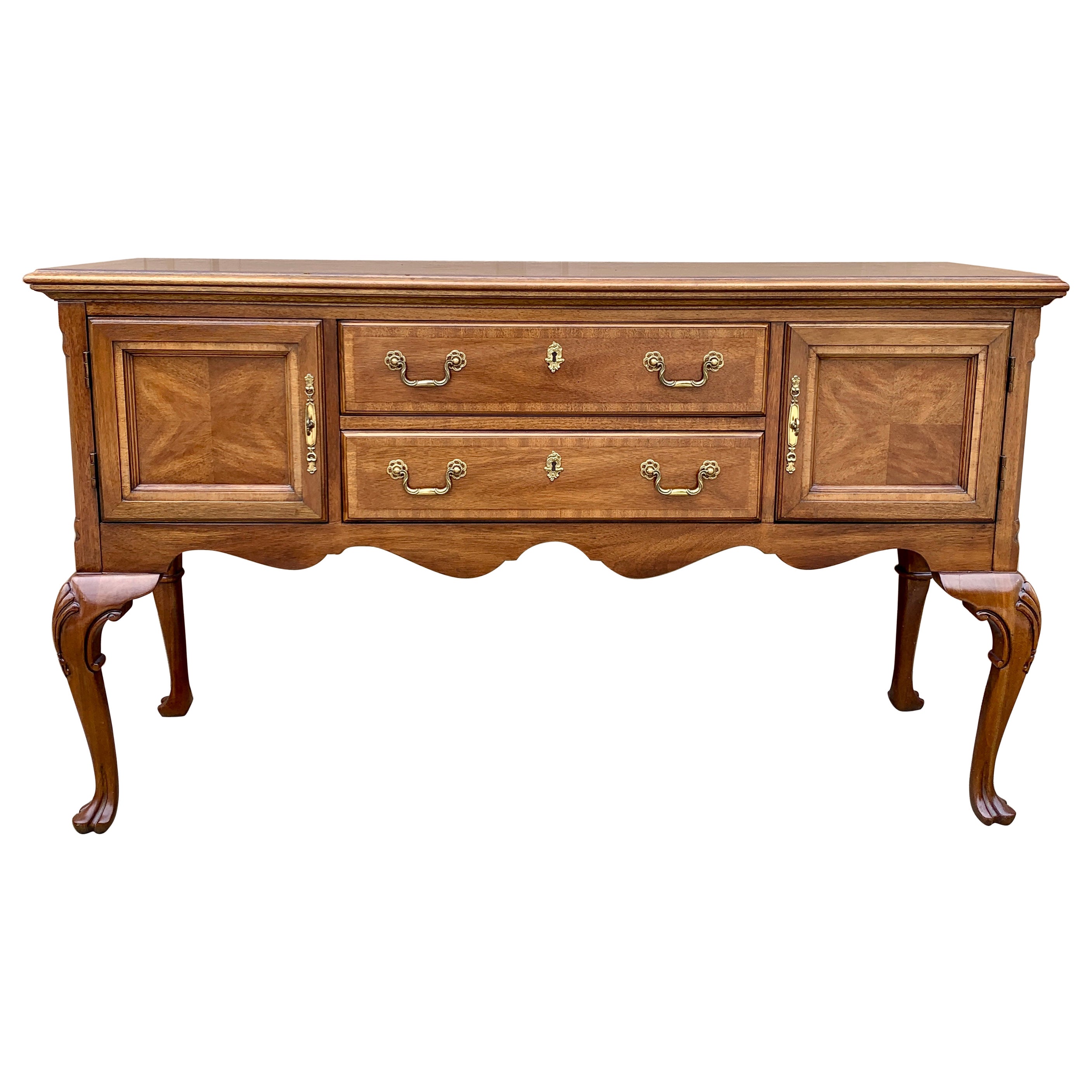 Mount Airy Chippendale Walnut Sideboard Credenza, Circa 1980s