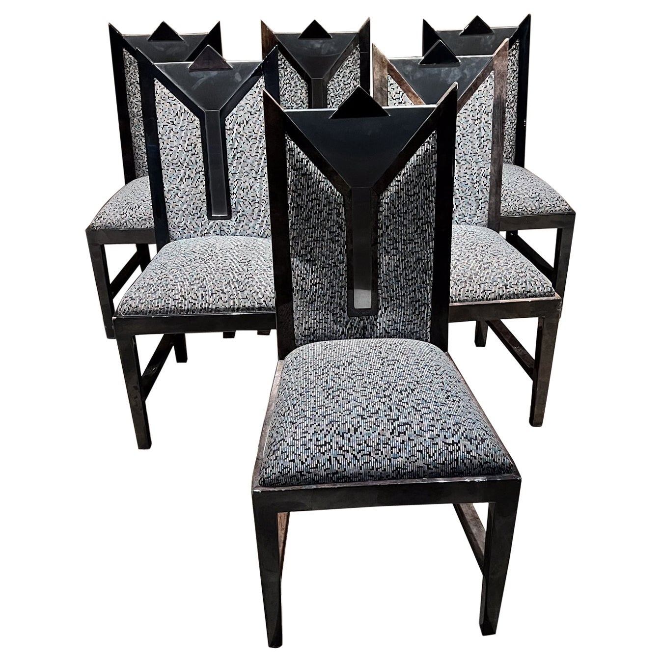 1980s Karl Springer-Taller Maria Teresa Méndez Six Goatskin Dining Chairs For Sale