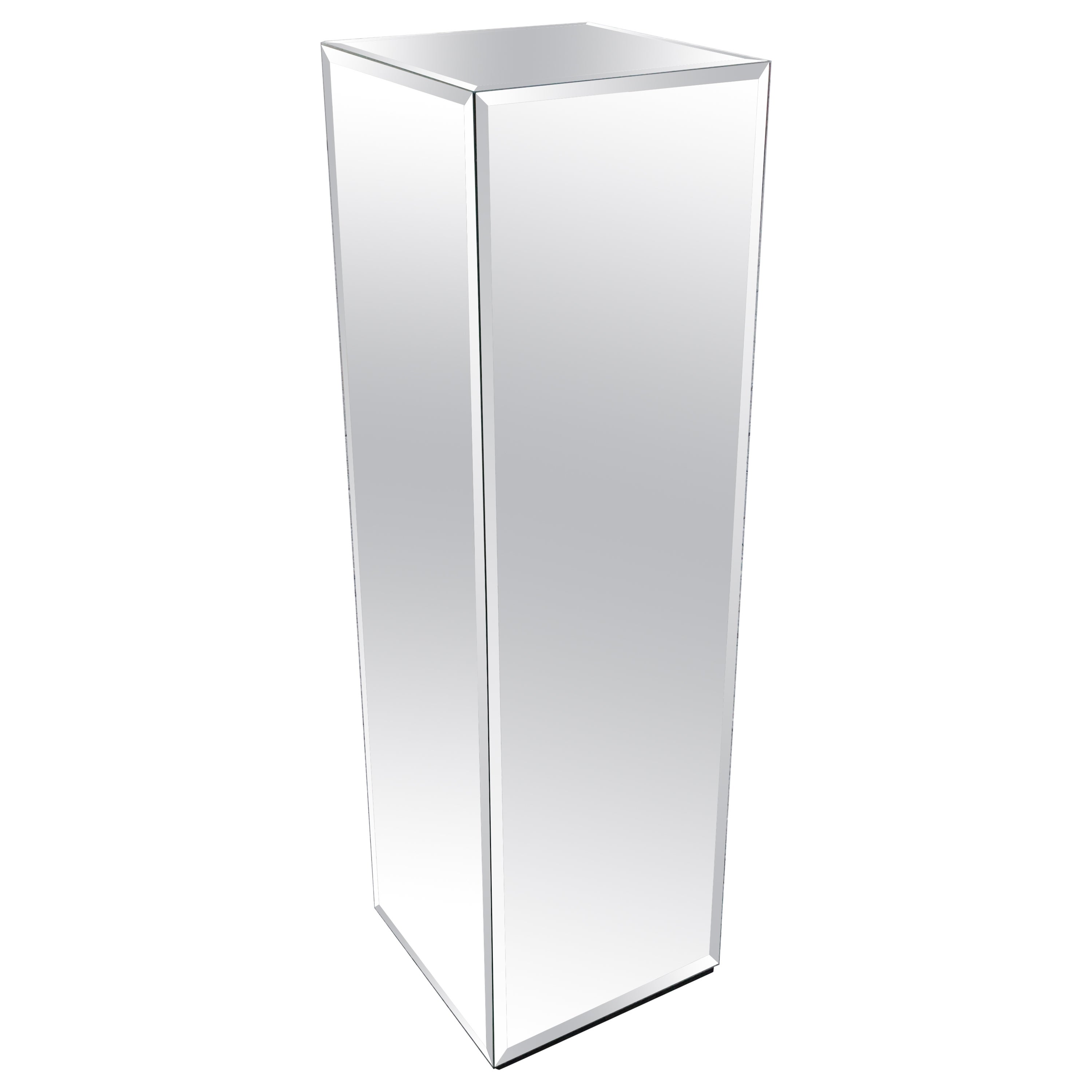Mid-Century Square Beveled Mirrored Pedestal (piédestal en miroir biseauté)