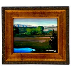 Vintage Boho Original Landscape Oil Painting on Canvas