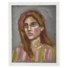 Vintage Boho Original Portrait Oil Painting on Canvas