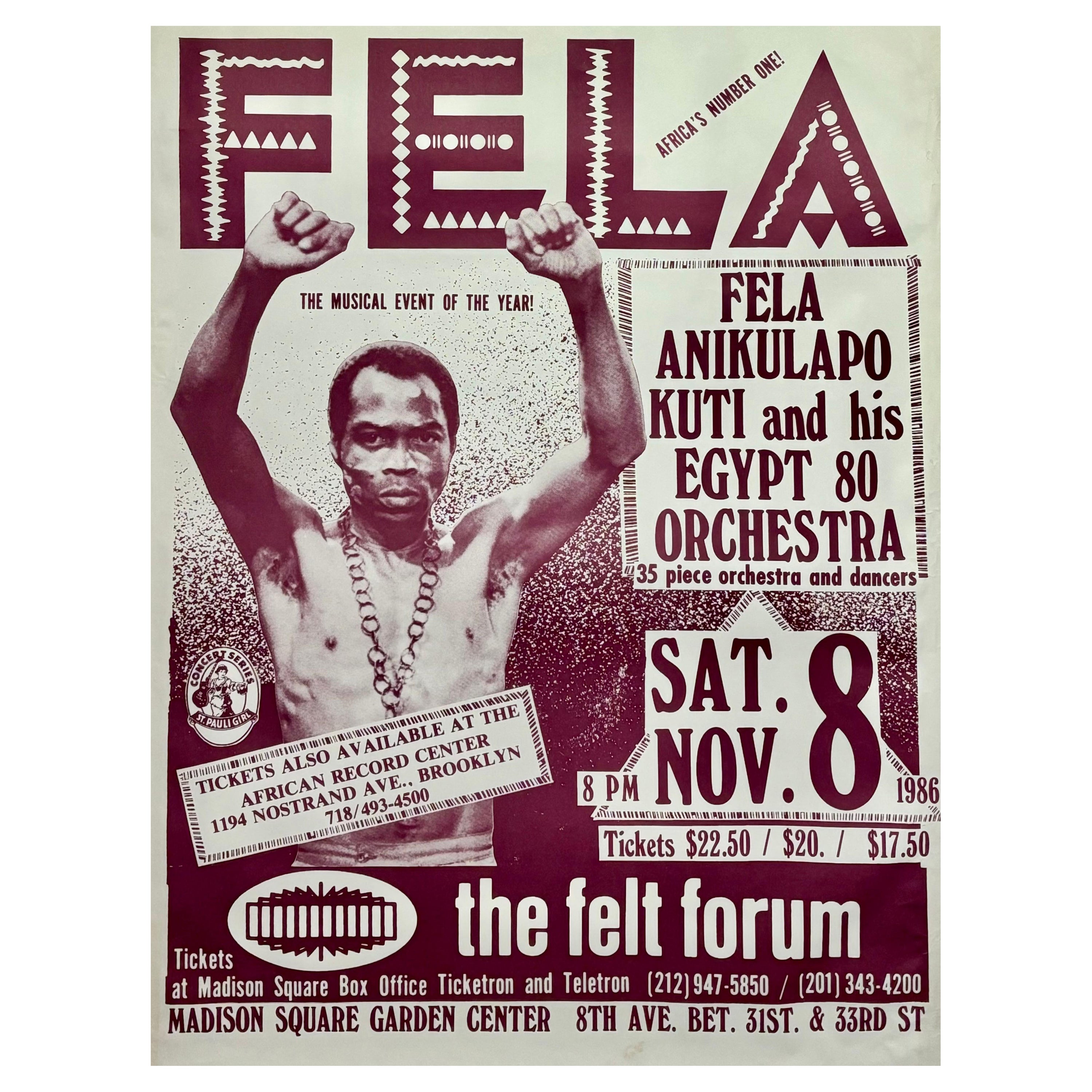 Cartel del concierto de Fela Kuti en Nueva York 1986 (Fela Kuti Nueva York 1986)