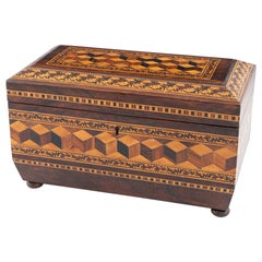 Tetera de Tunbridge Ware con cuenco mezclador de Upton c1860