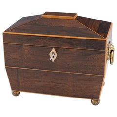 Regency Tea Caddy of Sarcophagus Form in Rosewood c1820