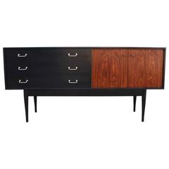 Modern Lively Teak Two Toned Ebony Sideboard with Brass Handles