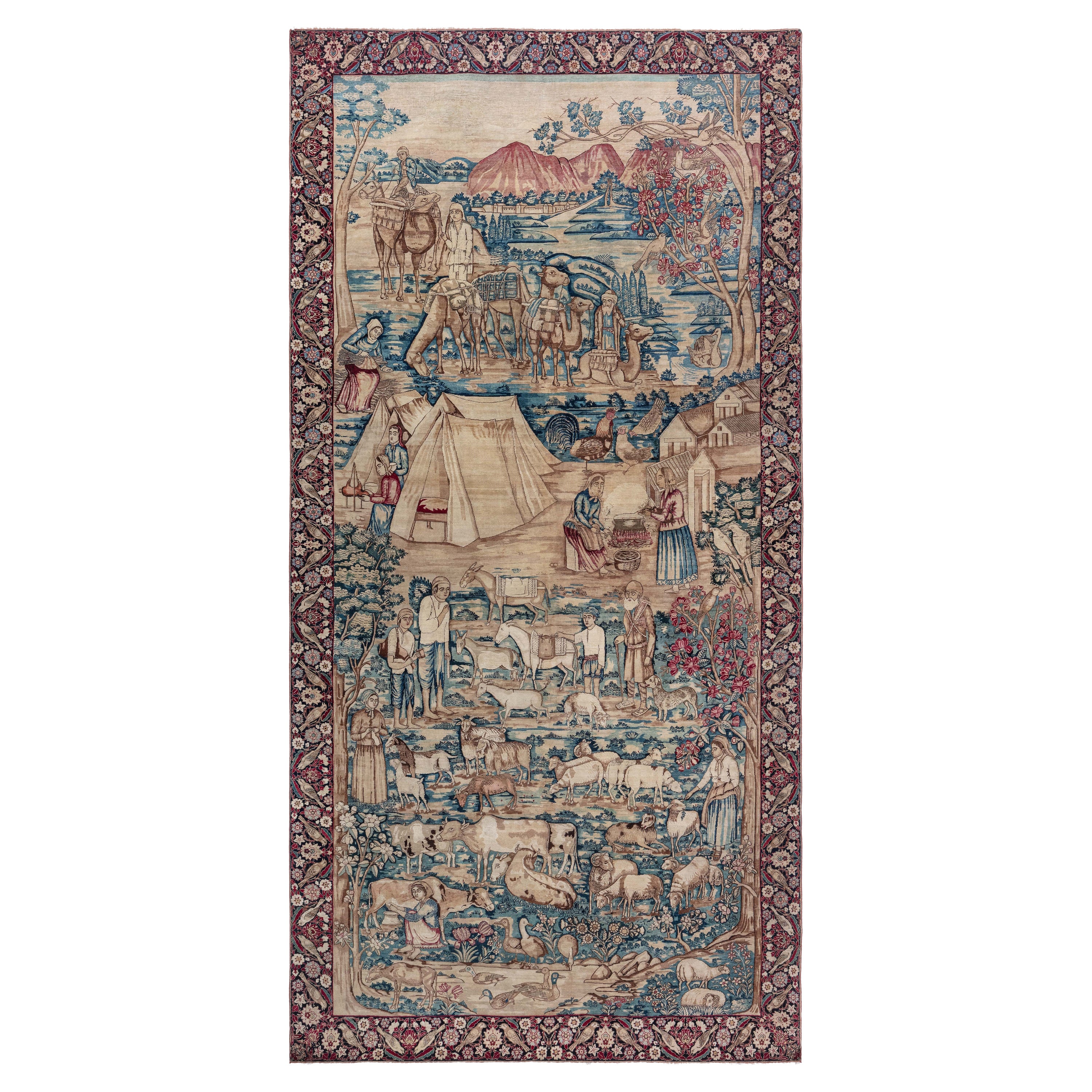 Doris Leslie Blau Antique Rare Pictorial Biblical Rug For Sale