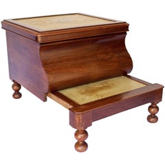 19th Century Bedside Commode with Retractable Wooden Step Stool