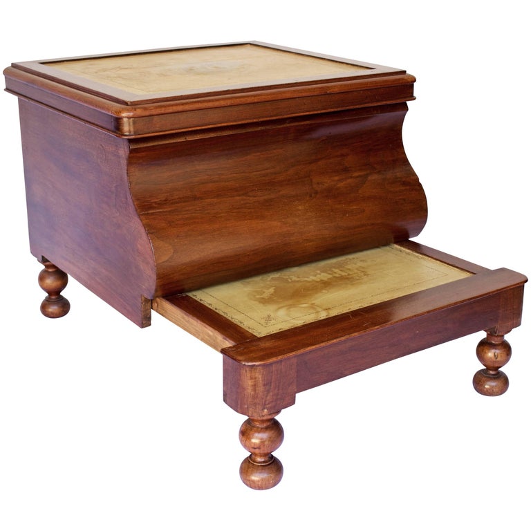 19th Century Bedside Commode With Retractable Wooden Step Stool For Sale At 1stdibs