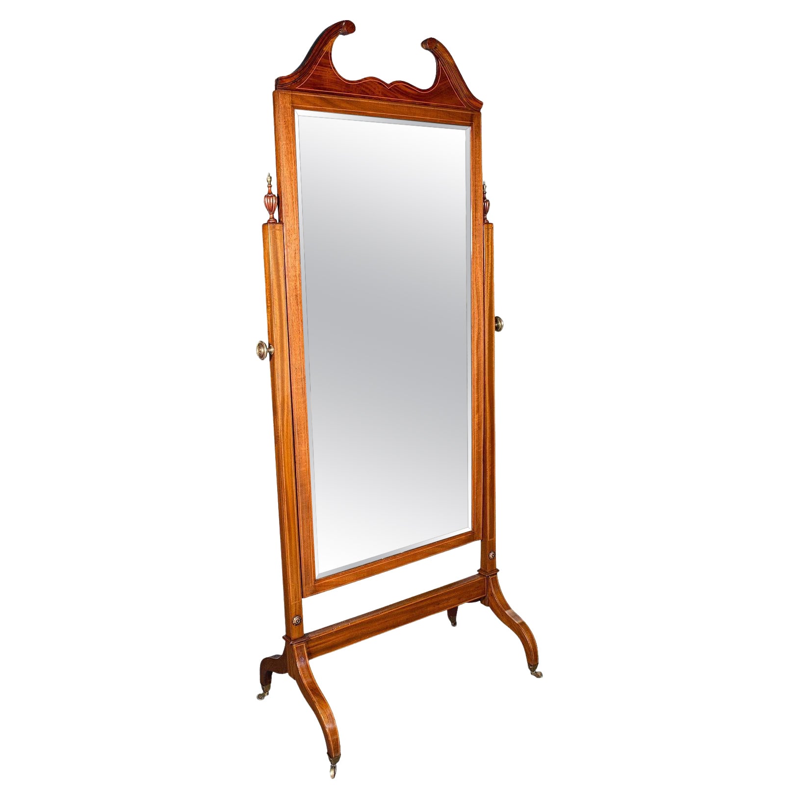 6' 5" Antique Gentlemans Outfitters Mirror, English, Dressing, Cheval, Victorian