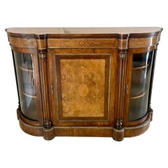 Credenza/Escritorio Victoriano Antiguo con Incrustaciones de Nogal de Magnífica Calidad