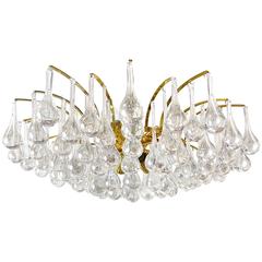 Brass and Teardrop Crystal Chandelier by Palwa