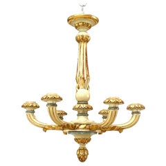 French Louis XVI Painted Carved Wood Chandelier