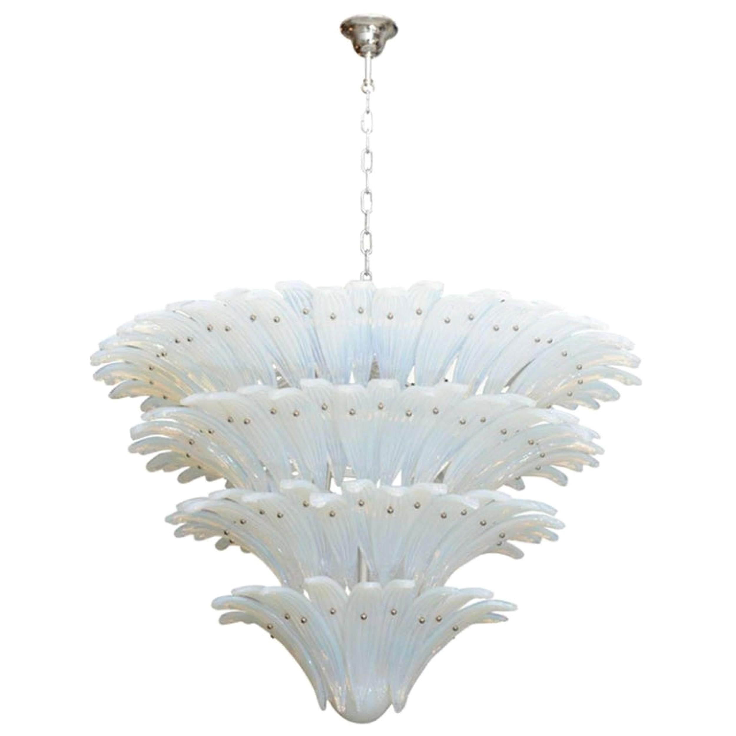 Monumental Sabino Opalescent Glass Chandelier For Sale
