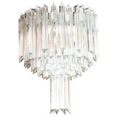 Italian Mid-Century Round Camer Glass Chandelier