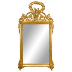 French Louis XV Style Giltwood Bird Pediment Wall Mirror