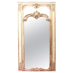 Louis XVI Style Painted and Gilt Trumeau / Wall Mirror