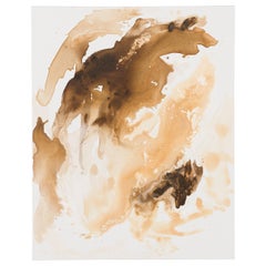 Pittura astratta contemporanea americana con lavaggio marrone in acrilico su tela
