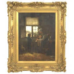 Dutch Oil Painting of Interior Window Scene