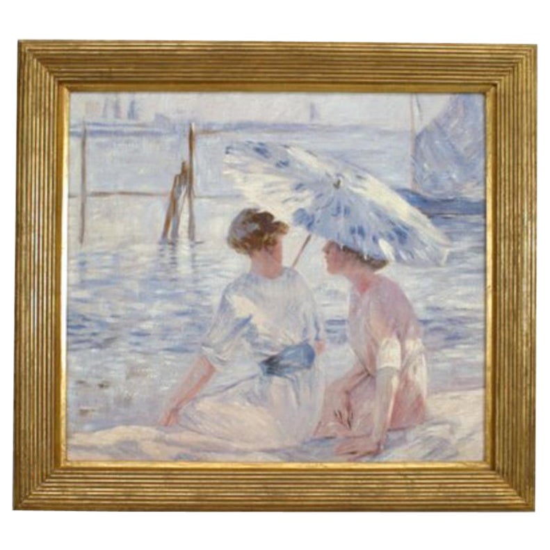 copie d'une peinture « Newport » avec des femmes au bord de la côte