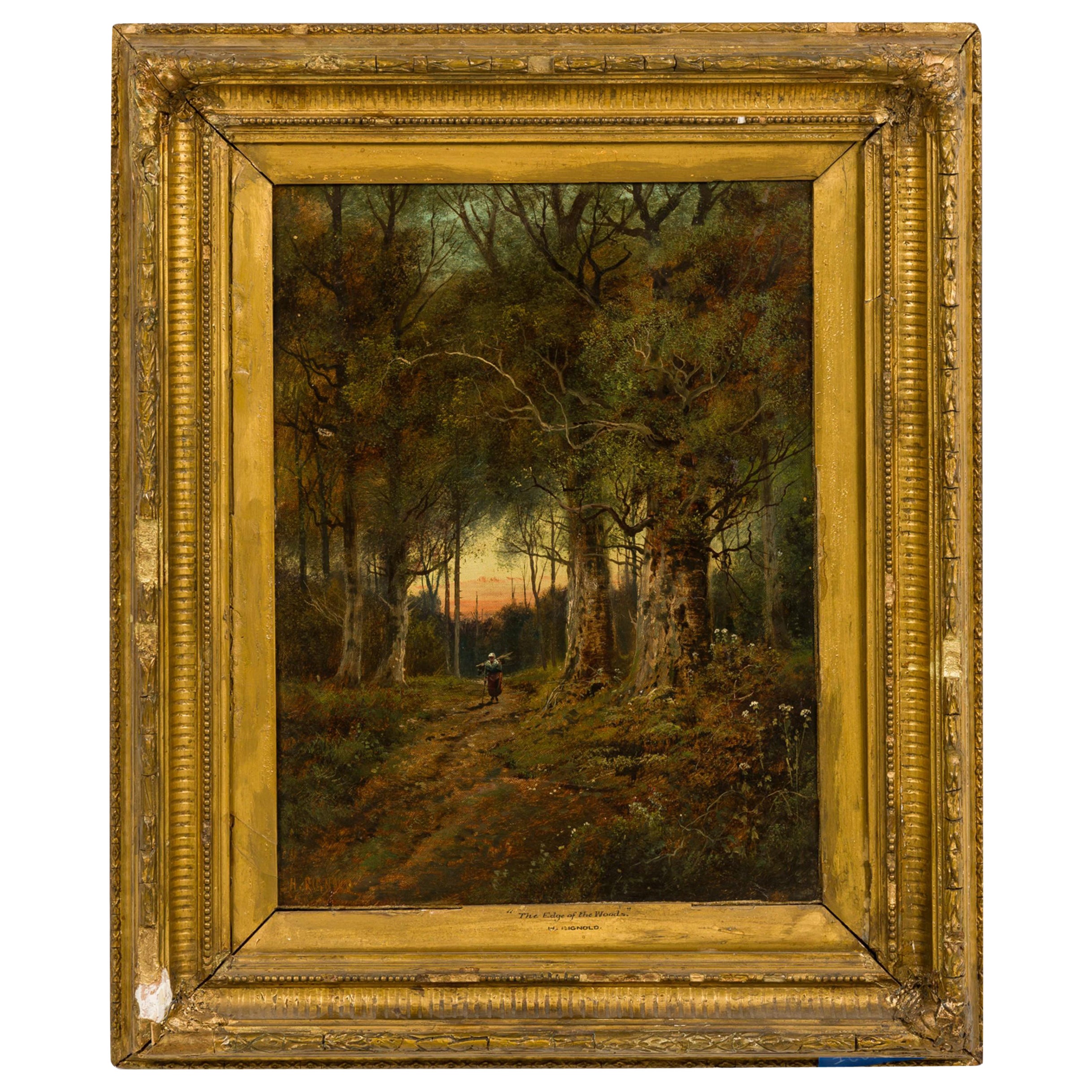 English Victorian Landscape of Lady in Forest