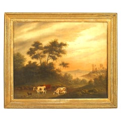 J.C. Ibbetson Landschaft von Kühen an einem Fluss